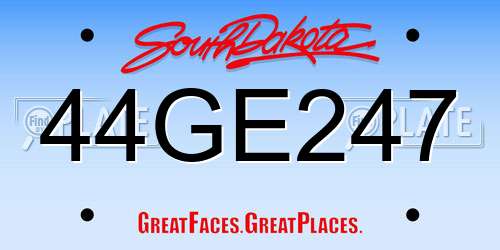 44GE247 South Dakota License Plate