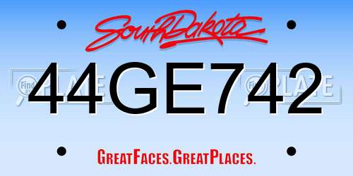 44GE742 South Dakota License Plate