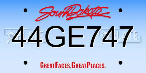 44GE747 South Dakota License Plate