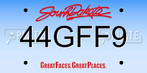 44GFF9 South Dakota License Plate