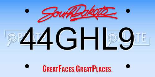 44GHL9 South Dakota License Plate