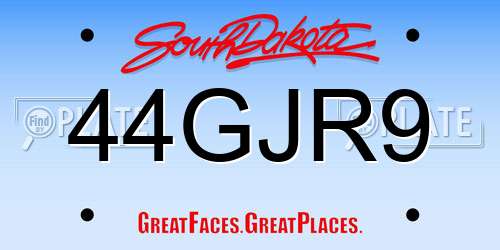 44GJR9 South Dakota License Plate