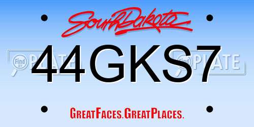 44GKS7 South Dakota License Plate