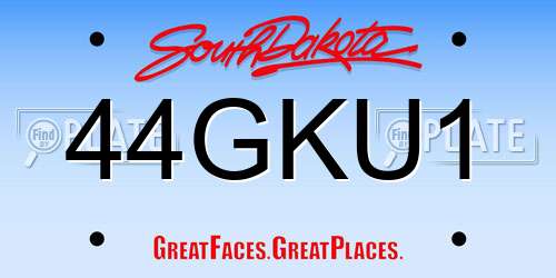 44GKU1 South Dakota License Plate