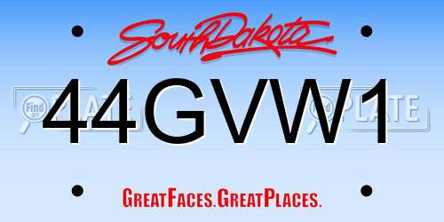 44GVW1 South Dakota License Plate