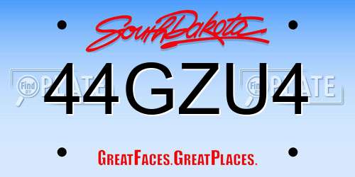 44GZU4 South Dakota License Plate
