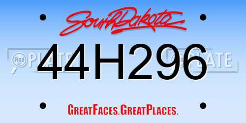 44H296 South Dakota License Plate