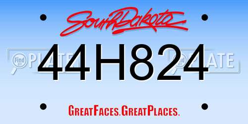 44H824 South Dakota License Plate