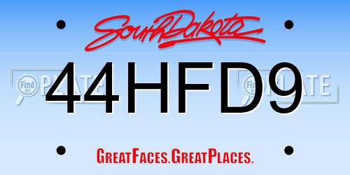 44HFD9 South Dakota License Plate