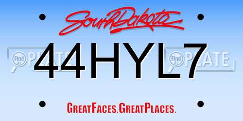 44HYL7 South Dakota License Plate