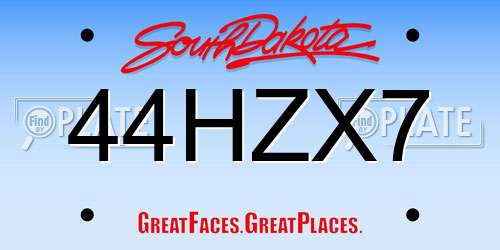 44HZX7 South Dakota License Plate