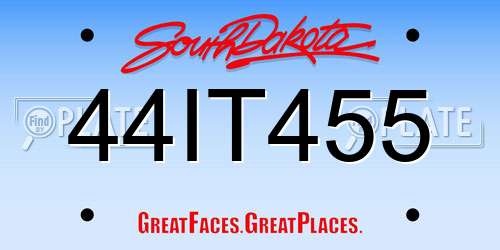 44IT455 South Dakota License Plate