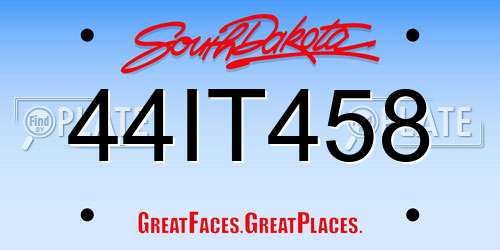 44IT458 South Dakota License Plate