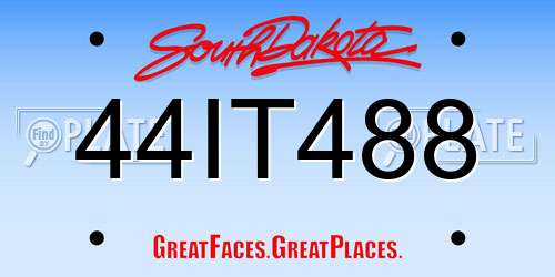 44IT488 South Dakota License Plate