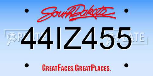 44IZ455 South Dakota License Plate
