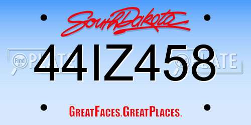 44IZ458 South Dakota License Plate