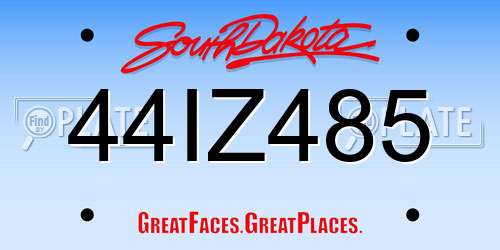 44IZ485 South Dakota License Plate