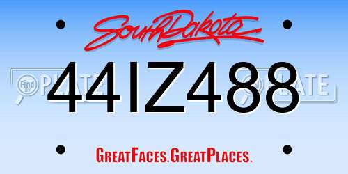 44IZ488 South Dakota License Plate