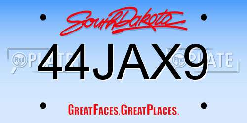 44JAX9 South Dakota License Plate