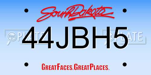 44JBH5 South Dakota License Plate