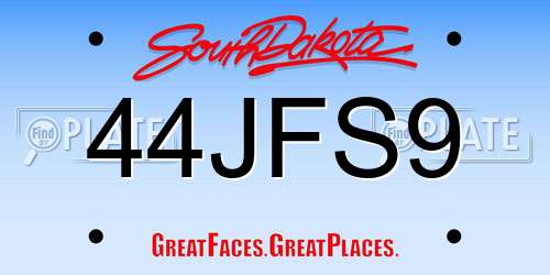 44JFS9 South Dakota License Plate