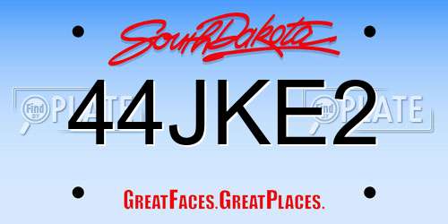 44JKE2 South Dakota License Plate