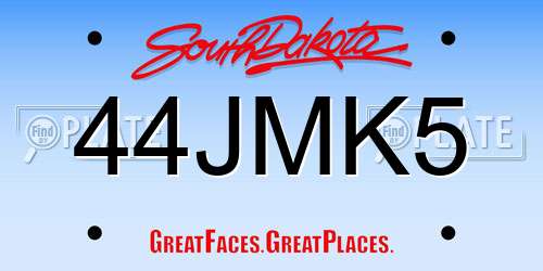 44JMK5 South Dakota License Plate
