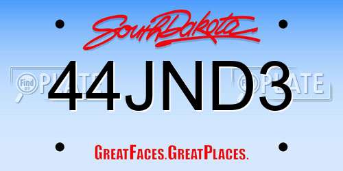 44JND3 South Dakota License Plate