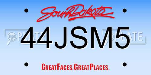 44JSM5 South Dakota License Plate