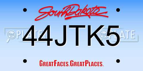 44JTK5 South Dakota License Plate