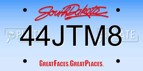 44JTM8 South Dakota License Plate