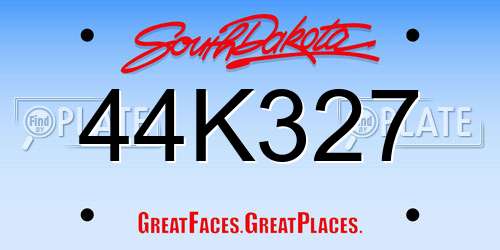 44K327 South Dakota License Plate