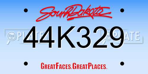 44K329 South Dakota License Plate
