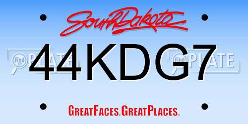 44KDG7 South Dakota License Plate