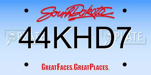 44KHD7 South Dakota License Plate