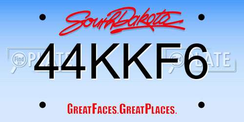 44KKF6 South Dakota License Plate