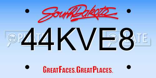 44KVE8 South Dakota License Plate