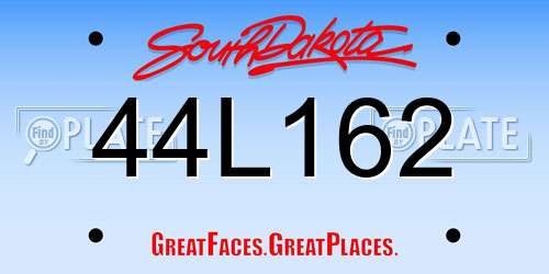 44L162 South Dakota License Plate
