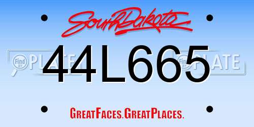 44L665 South Dakota License Plate
