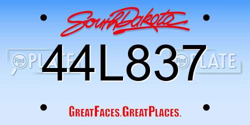 44L837 South Dakota License Plate
