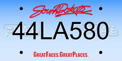 44LA580 South Dakota License Plate