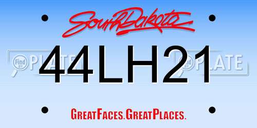 44LH21 South Dakota License Plate
