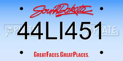44LI451 South Dakota License Plate