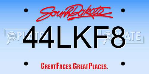 44LKF8 South Dakota License Plate