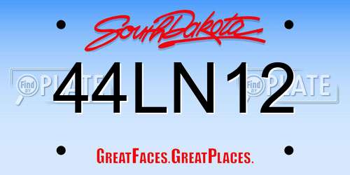 44LN12 South Dakota License Plate