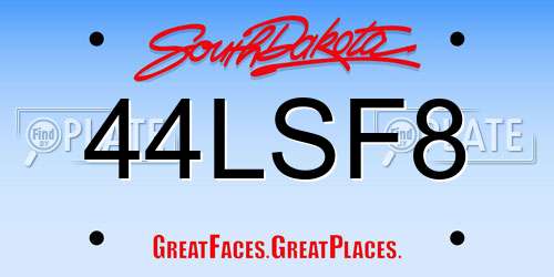 44LSF8 South Dakota License Plate