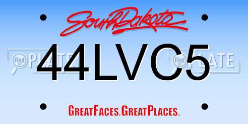 44LVC5 South Dakota License Plate