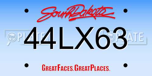 44LX63 South Dakota License Plate