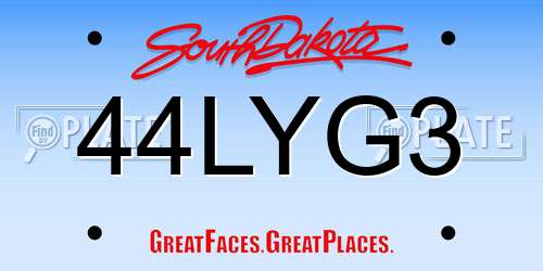 44LYG3 South Dakota License Plate