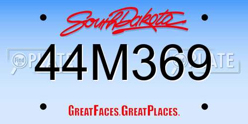 44M369 South Dakota License Plate